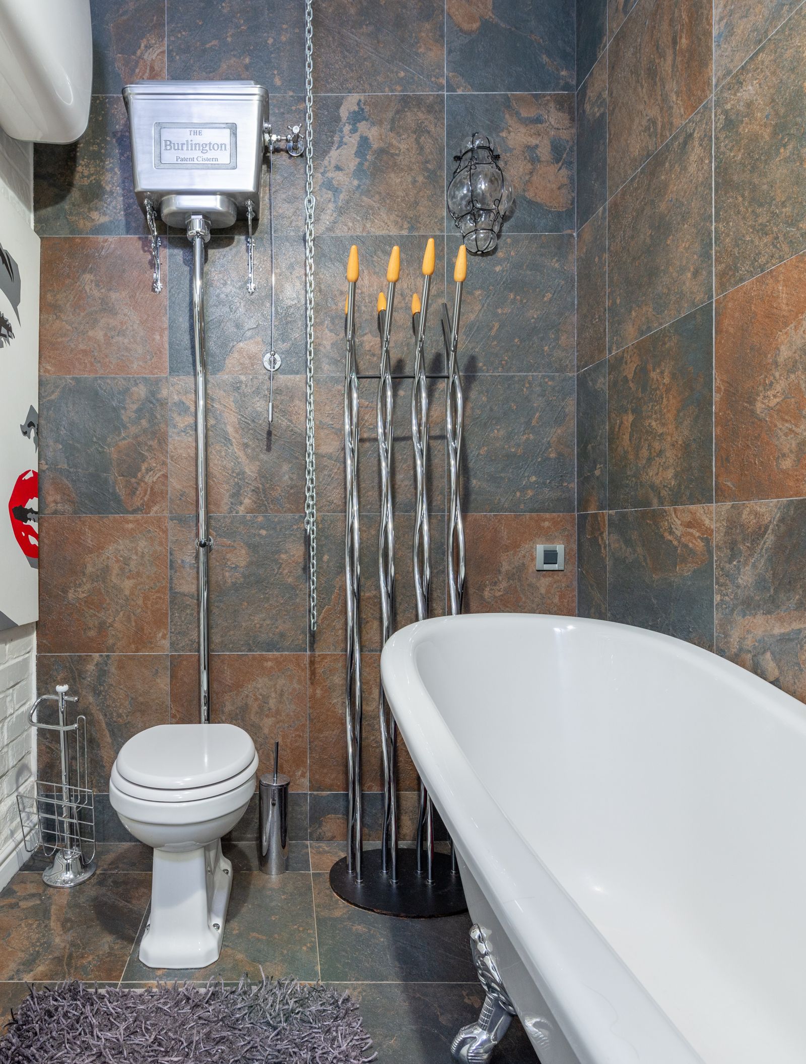Spa bathroom with a freestanding stone tub